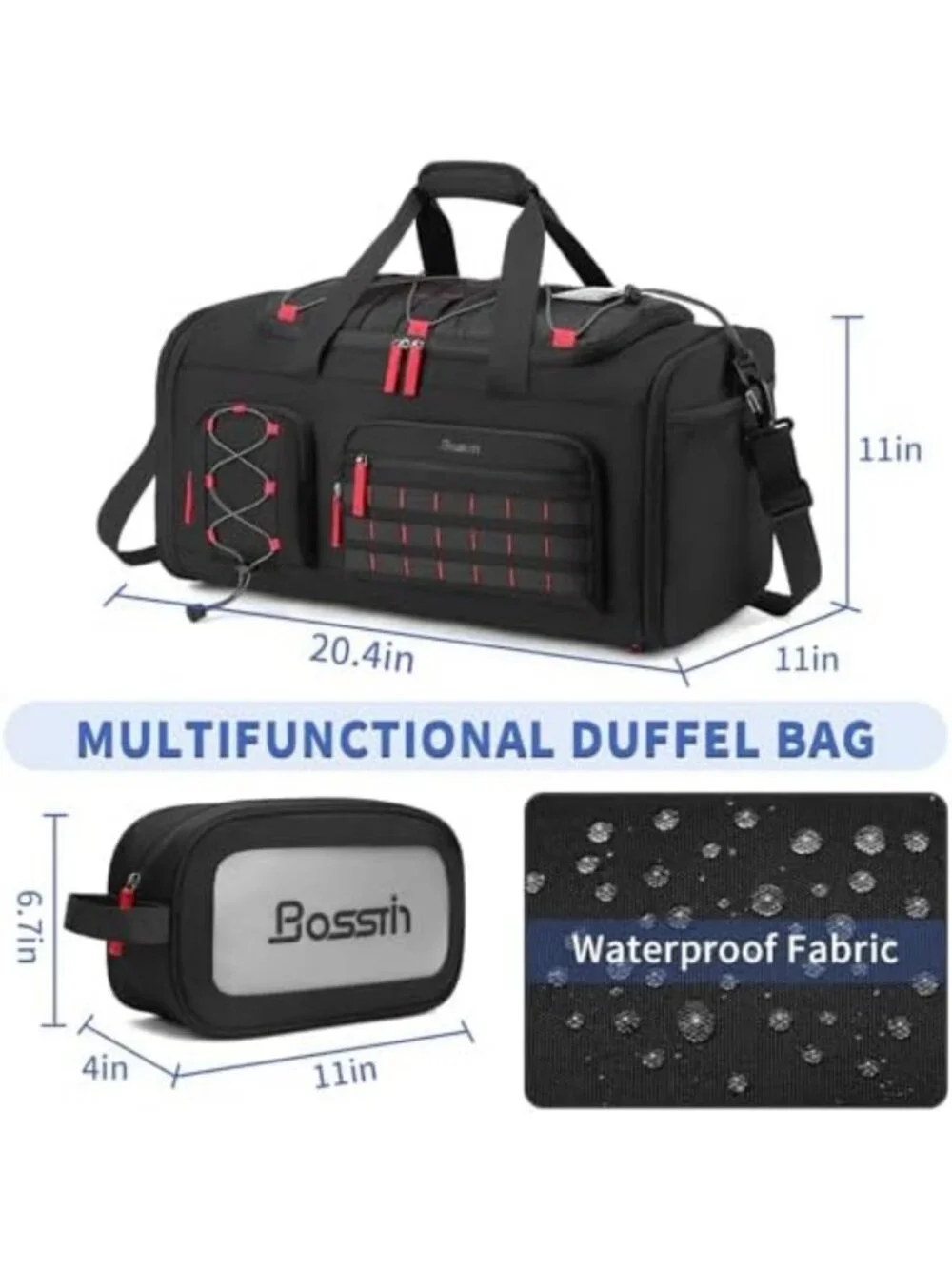Expandable 45L-50L Sports Duffle Gym Bag for Men & Women - Versatile Travel Tote